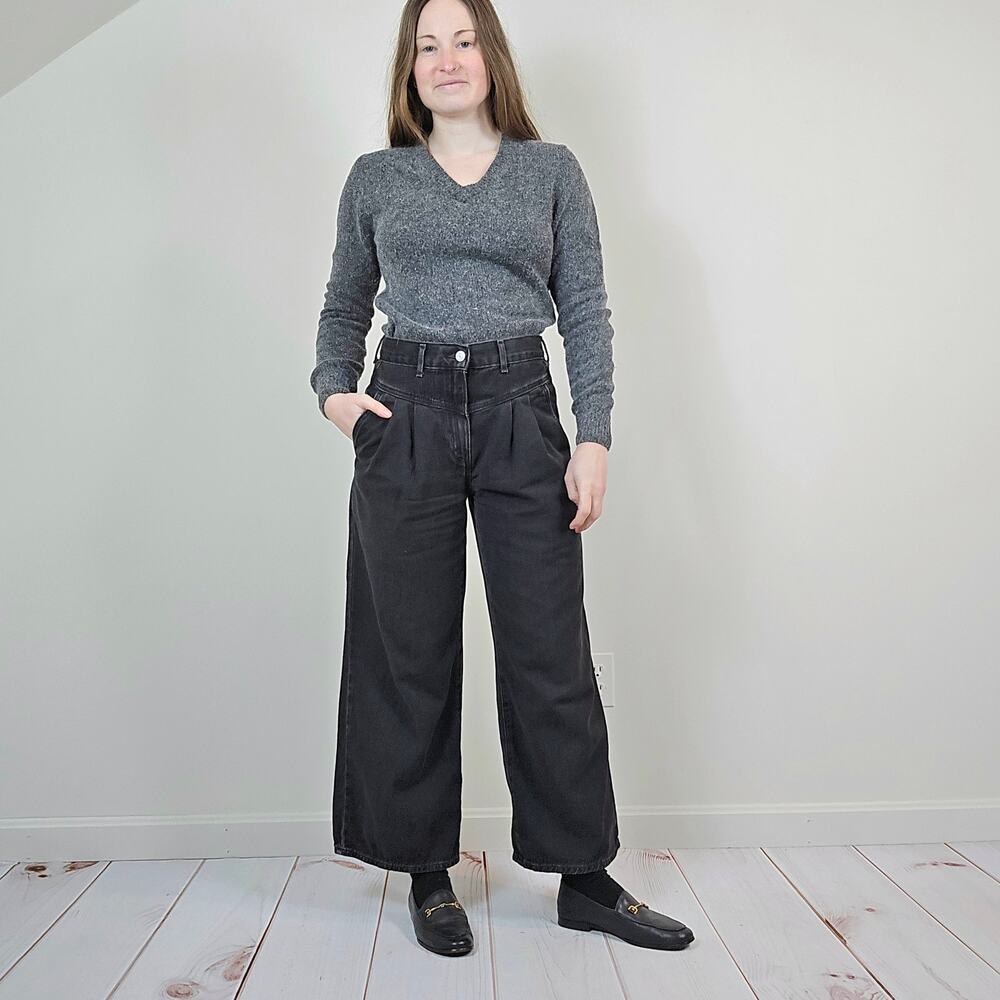 Vintage 90s Y2K YSL Sweater Silk Angora Gray Small